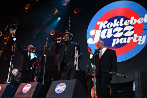 Музиканти колективу Joe Lastie's New Orleans Sound під час виступу на фестивалі Koktebel Jazz Party 2017.